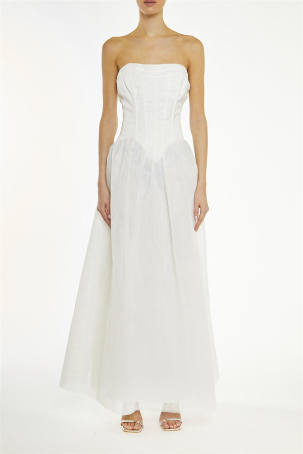 Angel White Bandeau Corset Maxi-Dress