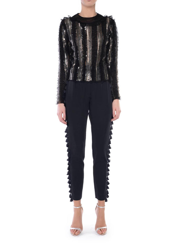 Tori Black Tassel Tailored Trousers