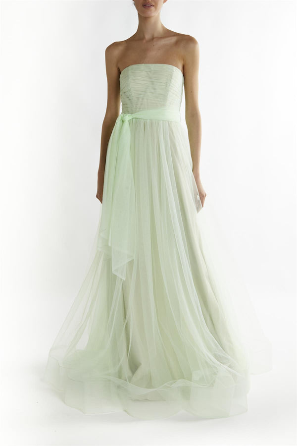 Mint-Green Theodora Strapless Maxi-Dress