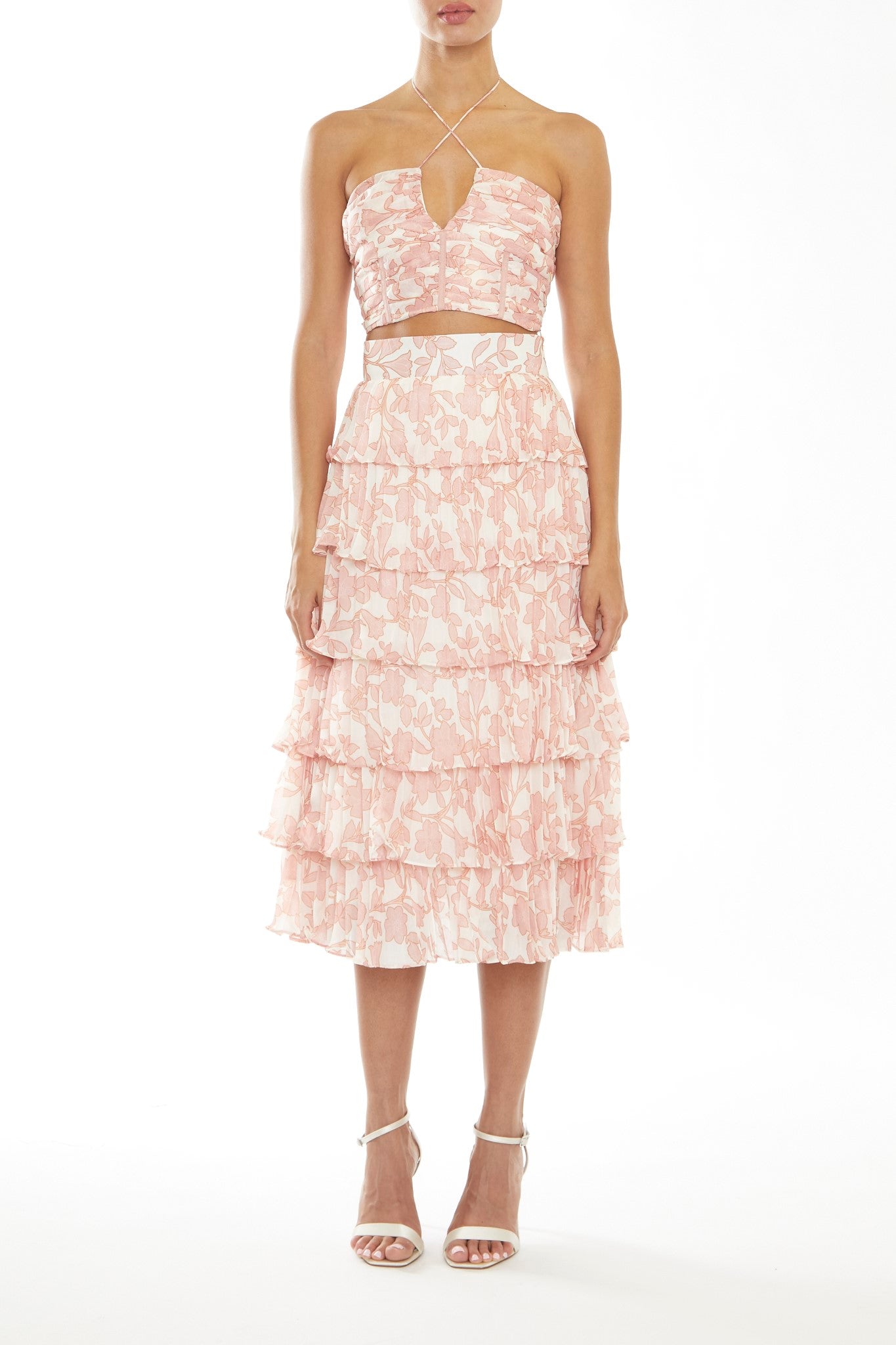 Pink pleated midi skirt zara best sale